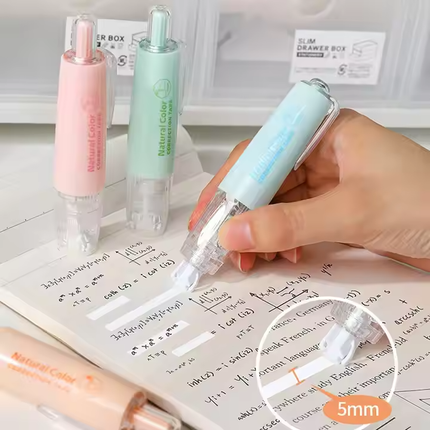 Press-Type Pen Style Correction Tape – Refillable Transparent Student Corrector for Smooth & Precise Fixing