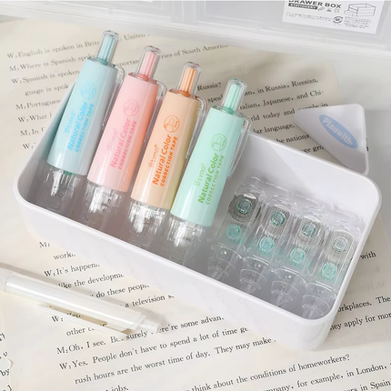 Press-Type Pen Style Correction Tape – Refillable Transparent Student Corrector for Smooth & Precise Fixing
