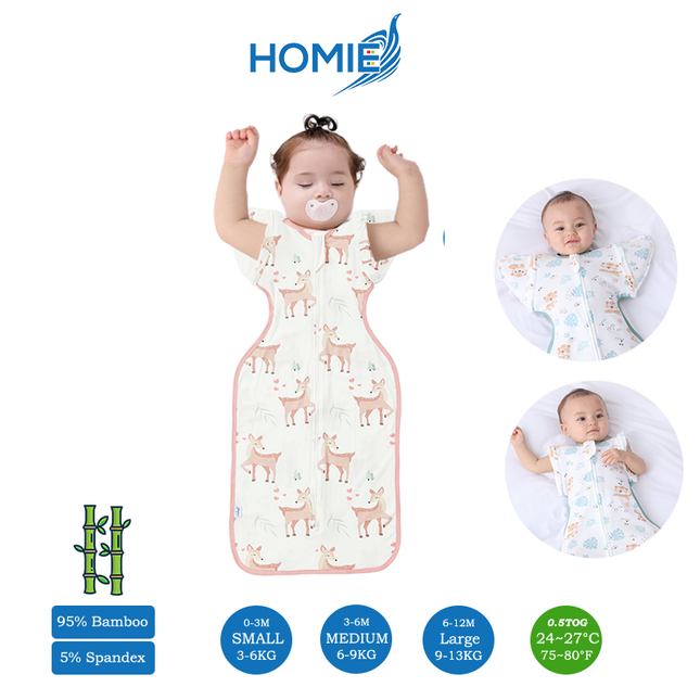 (B) 2 in 1 Transitional Swaddle Cotton & Bamboo Material