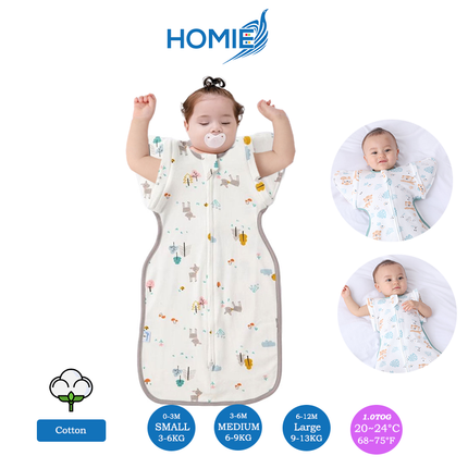 (B) 2 in 1 Transitional Swaddle Cotton & Bamboo Material