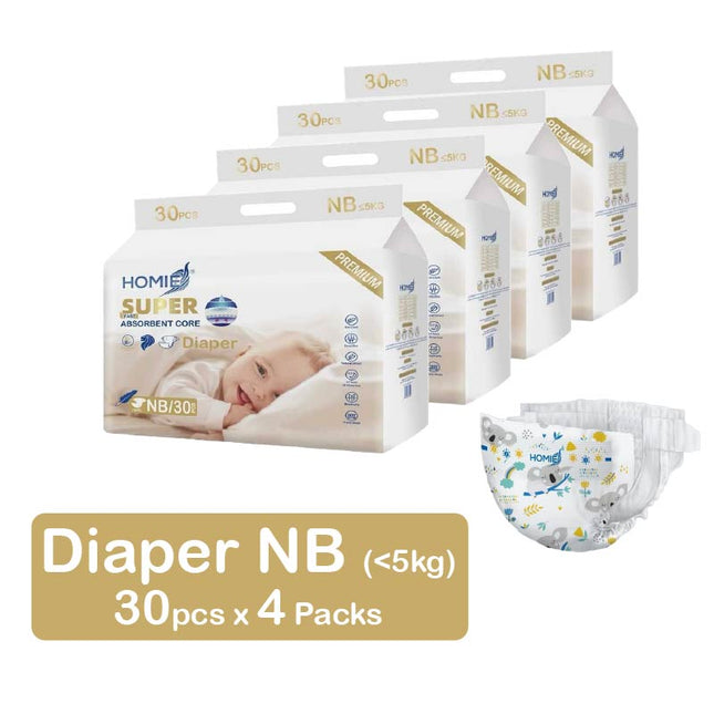 Bundle of 4packs HOMIE PREMIUM Super Absorbent Core Baby DIAPER/PANT/12H Protection/Soft & Breathable