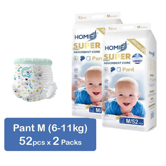 HOMIE PREMIUM Super Absorbent Core Baby DIAPER/PANT/12H Protection/Soft & Breathable