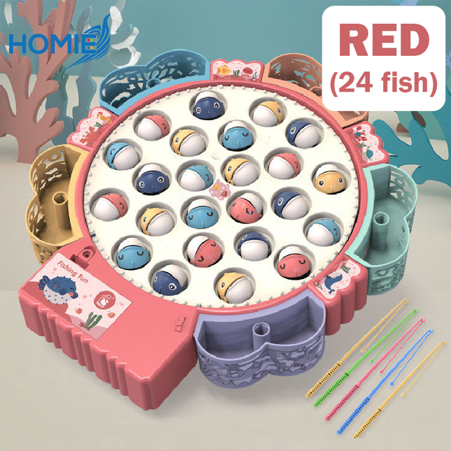 HOMIE Electric Magnetic Musical Rotating Fishing Board Game/Fun Catch Magnet Fish Challenge Play Set