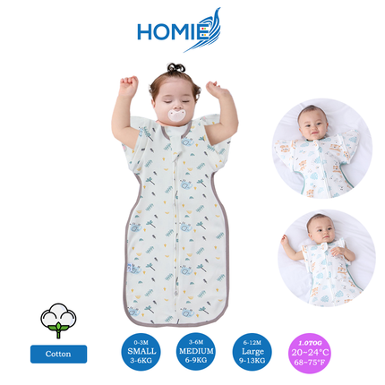 (B) 2 in 1 Transitional Swaddle Cotton & Bamboo Material