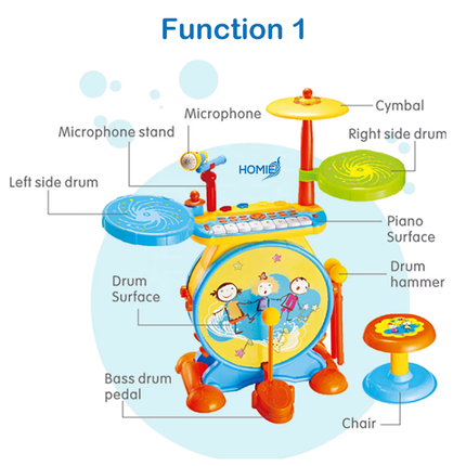 2-in-1 Drum & Piano Music Toy Set