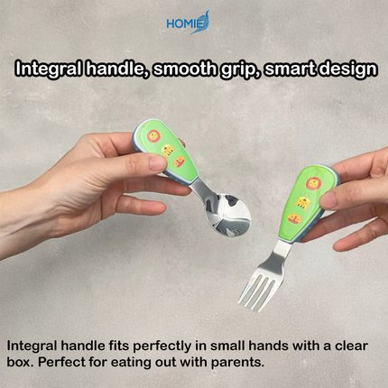 Short-Handle Spoon & Fork - Portable Kids 304 Stainless Steel Cutlery Set