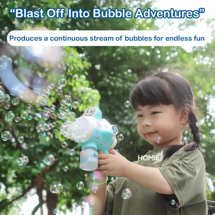HOMIE AstroBubbles – Astronaut Bubble Gun / Indoor Outdoor Play / Lightweight & Portable