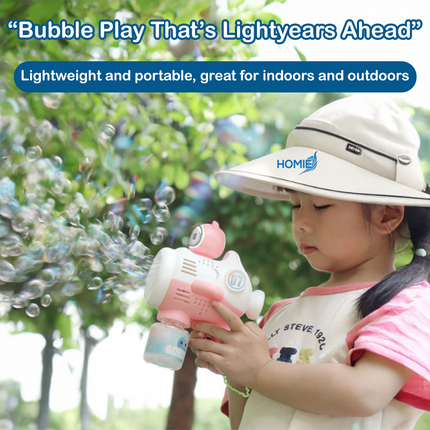HOMIE AstroBubbles – Astronaut Bubble Gun / Indoor Outdoor Play / Lightweight & Portable