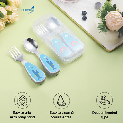 Short-Handle Spoon & Fork - Portable Kids 304 Stainless Steel Cutlery Set