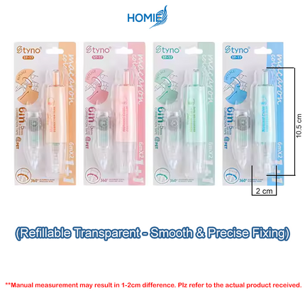 Press-Type Pen Style Correction Tape (Refillable Transparent)