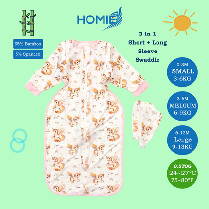 (B) 3in1 Swaddle Transitional Sleeping Bag / Ultra Soft Bamboo and Cotton Material