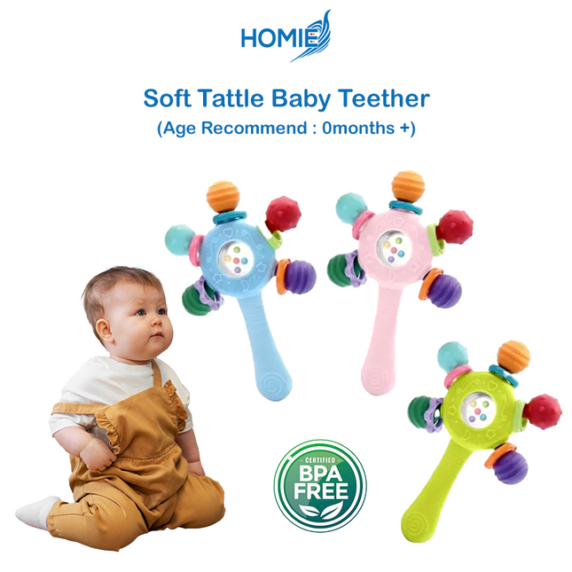 Baby Hand Rattles Teether BPA Free Non-Toxic Plastic for Kids