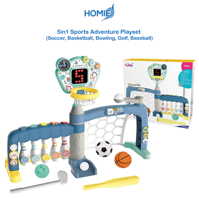 5in1 Sports Adventure Playset (Soccer, Basketball, Bowling, Golf, Baseball)