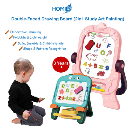 Double-Faced Drawing Board (2in1 Study Art Painting)2 Sides Chalkboard and Magnetic Whiteboard