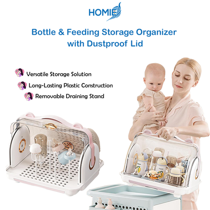 Milk Bottle & Feeding Storage Organizer with Dustproof Lid