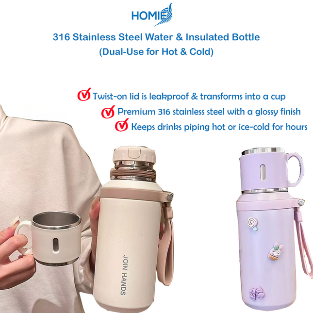 316 Stainless Steel Water & Insulated Bottle (Dual-Use for Hot & Cold)
