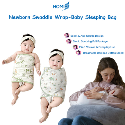 HOMIE Newborn Baby Swaddle Wrap-Baby Sleeping Bag (Thin & Anti-Startle Swaddles) Anti-Startle Design