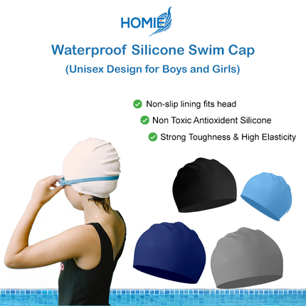 Children’s Waterproof Silicone Swim Cap – Unisex Design for Boys and Girls