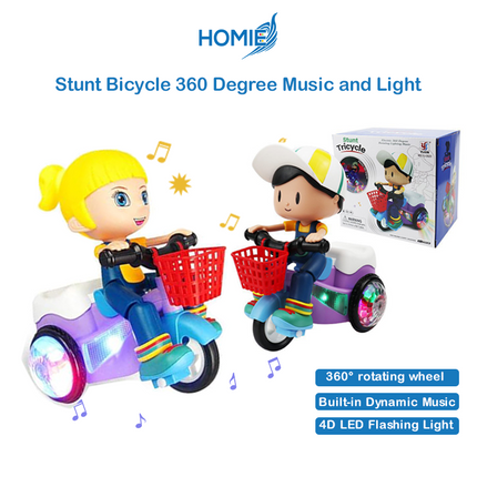 Stunt Bicycle 360 Degree Electric Rotating Lighting & Music/Dancing Bike Tricycle Stunning Sounds