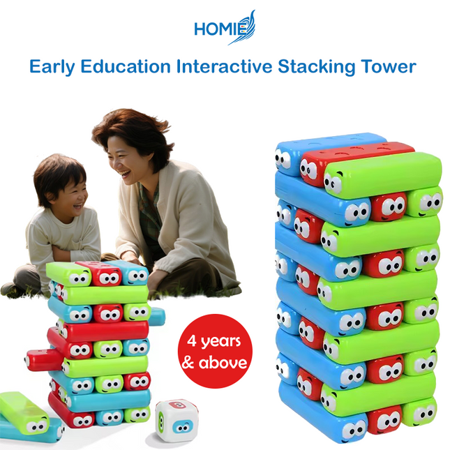 Early Education Interactive Stacking Tower Colorful Block Set