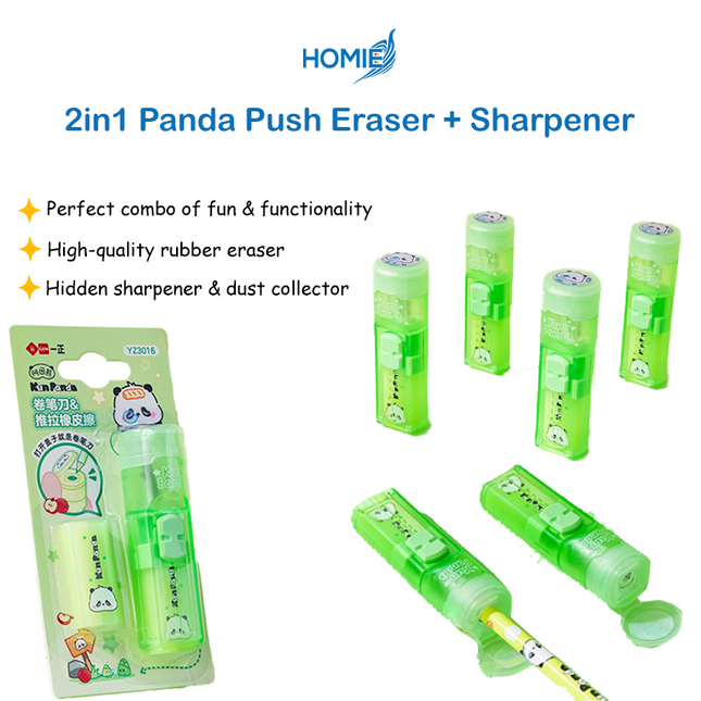 2-in-1 Panda Push Eraser + Sharpener