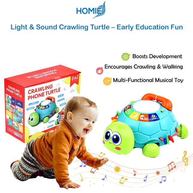 Light & Music Sound Crawling Turtle – Early Education Fun / Multi-Functional Musical Baby Toy