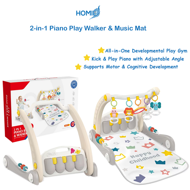 2-in-1 Piano Play Walker & Music Mat