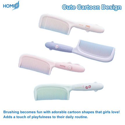HOMIE Pretty Hair Comb for Girls (Portable Detangling Brush for Long Straight Hair & Ponytails)