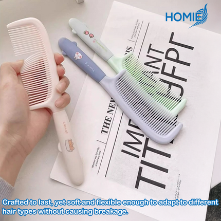 HOMIE Pretty Hair Comb for Girls (Portable Detangling Brush for Long Straight Hair & Ponytails)