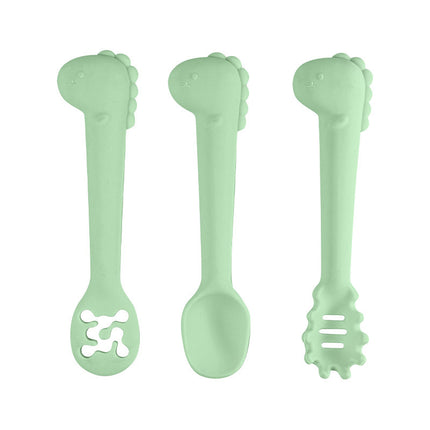 Silicone Baby Training Self-Feeding Spoon Set (Food-Safe Silicone for 1+ Year Olds)