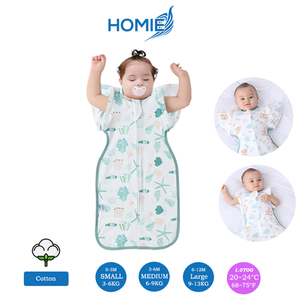 (B) 2 in 1 Transitional Swaddle Cotton & Bamboo Material