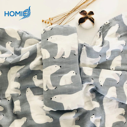 HOMIE BAMBOO MUSLIN SWADDLE BLANKET ultra soft breathable organic baby wrap (120x120cm)