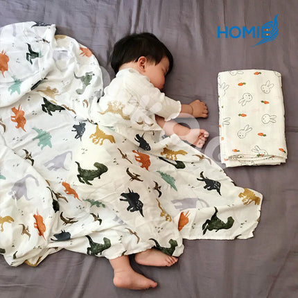 HOMIE BAMBOO MUSLIN SWADDLE BLANKET ultra soft breathable organic baby wrap (120x120cm)