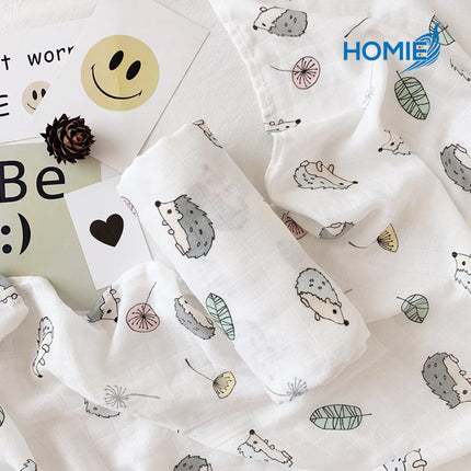 HOMIE BAMBOO MUSLIN SWADDLE BLANKET ultra soft breathable organic baby wrap (120x120cm)
