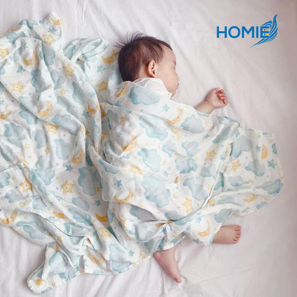 HOMIE BAMBOO MUSLIN SWADDLE BLANKET ultra soft breathable organic baby wrap (120x120cm)