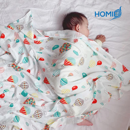 HOMIE BAMBOO MUSLIN SWADDLE BLANKET ultra soft breathable organic baby wrap (120x120cm)