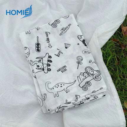HOMIE BAMBOO MUSLIN SWADDLE BLANKET ultra soft breathable organic baby wrap (120x120cm)
