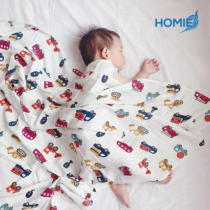 HOMIE BAMBOO MUSLIN SWADDLE BLANKET ultra soft breathable organic baby wrap (120x120cm)