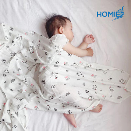 HOMIE BAMBOO MUSLIN SWADDLE BLANKET ultra soft breathable organic baby wrap (120x120cm)