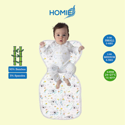ARMS UP SWADDLE AND SLEEPING BAG organic bamboo cotton infant sleep sack (Small and Medium Only)