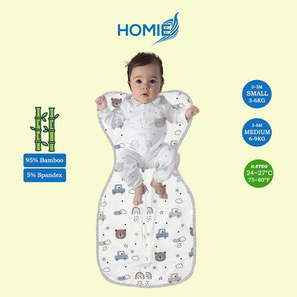 ARMS UP SWADDLE AND SLEEPING BAG organic bamboo cotton infant sleep sack (Small and Medium Only)