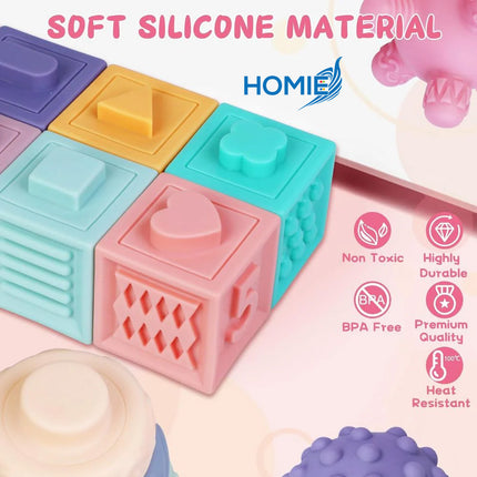 3 IN 1 MONTESSORI TOYS FOR BABIES soft baby teething toys sensory development (0 Months Plus)