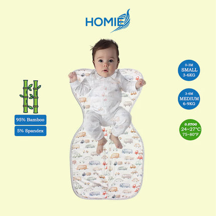 ARMS UP SWADDLE AND SLEEPING BAG organic bamboo cotton infant sleep sack (Small and Medium Only)