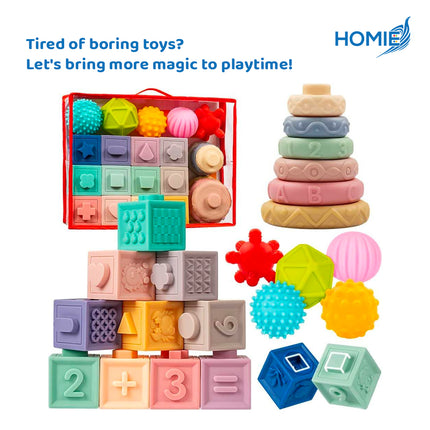 3 IN 1 MONTESSORI TOYS FOR BABIES soft baby teething toys sensory development (0 Months Plus)