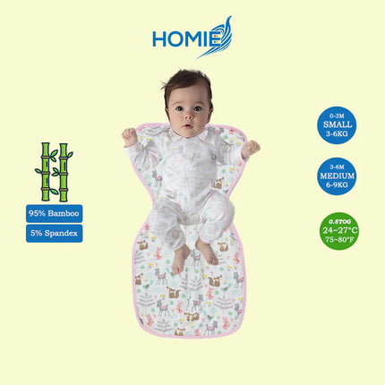 ARMS UP SWADDLE AND SLEEPING BAG organic bamboo cotton infant sleep sack (Small and Medium Only)