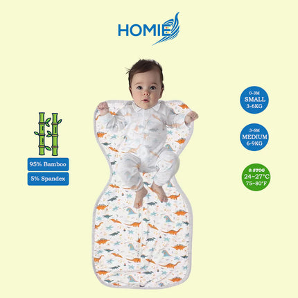 ARMS UP SWADDLE AND SLEEPING BAG organic bamboo cotton infant sleep sack (Small and Medium Only)