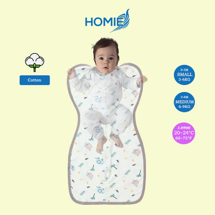 ARMS UP SWADDLE AND SLEEPING BAG organic bamboo cotton infant sleep sack (Small and Medium Only)
