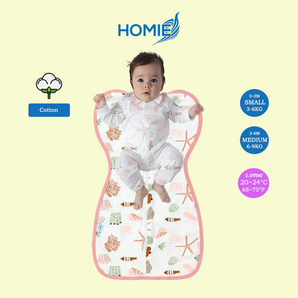 ARMS UP SWADDLE AND SLEEPING BAG organic bamboo cotton infant sleep sack (Small and Medium Only)