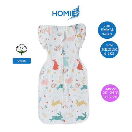 ARMS UP SWADDLE AND SLEEPING BAG organic bamboo cotton infant sleep sack (Small and Medium Only)