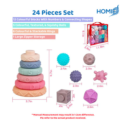 3 IN 1 MONTESSORI TOYS FOR BABIES soft baby teething toys sensory development (0 Months Plus)